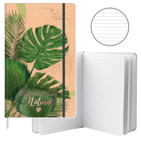  Notatnik Zeszyt Planner W Linie Liście Monstera Gumka A5 80 Kartek 