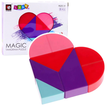 Klocki Magnetyczne Tangram Układanka Serce Naklejki 8 el. 
