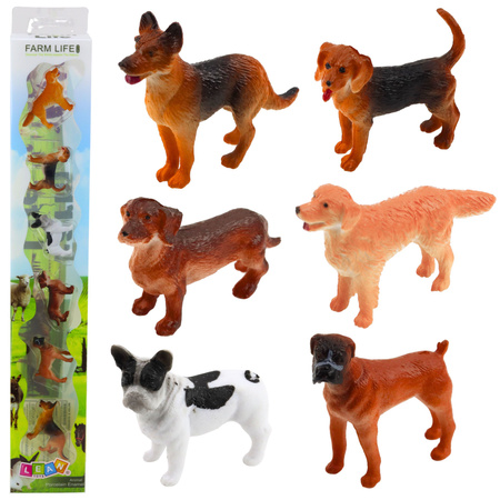 Zestaw Mini Figurki Psy Owczarek Niemiecki Jamnik Buldog Francuski 4cm 6szt 
