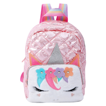 Plecak Dziecięcy Szkolny Pikowany Jednorożec Różowy 32cm 