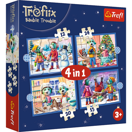 Puzzle - 4w1 (12, 15, 20, 24) - U Treflików pada śnieg - Rodzina Trefilków - Trefl 34657
