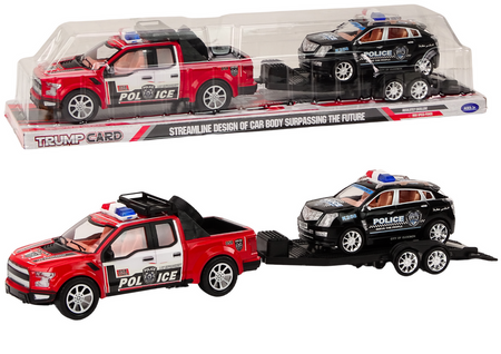 Auto Pickup Policyjne Z Lawetą Naczepą Auto Terenowe Zestaw Policja 