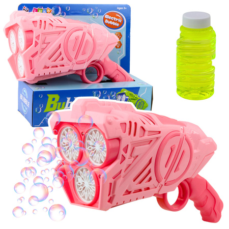 Pistolet Na Bańki Mydlane Na Baterie Światła LED Różowy 