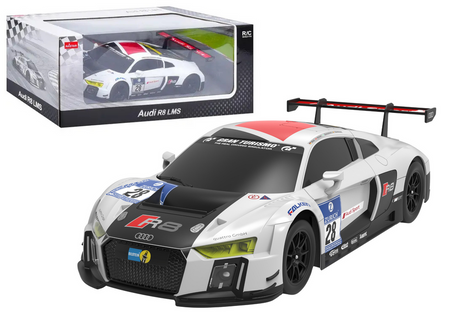 Auto R/C 1:24 Zdalnie Sterowane Sportowe AUDI R8 LMS Biało-Czarne