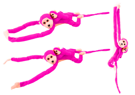 Maskotka Pluszowa Małpka z Dzieckiem Ciemno Różowa z Dźwiękiem 70 cm