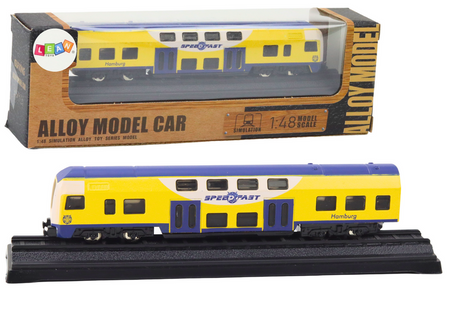 Model Kolekcjonerski Pociąg Żółto-Niebieski 1:48 Metalowy 