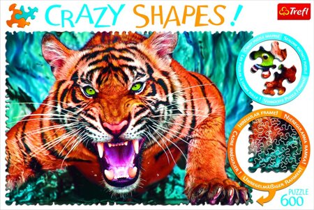 Puzzle Crazy Shapes 600 el. Oko w oko z tygrysem Trefl 11110