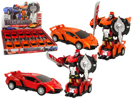 Zestaw 2w1 Auto Robot Transformers Czerwony Pomarańczowy