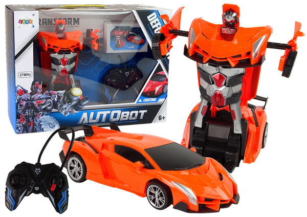 Auto Robot Transformer 2w1 Pilot R/C Zdalnie sterowane Pomarańczowy