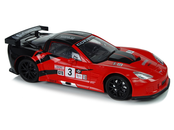 Auto Sportowe Wyścigowe R/C 1:18 Corvette C6.R Czerwony 2.4 G Światła 