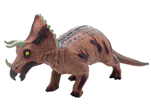 Duża Figurka Dinozaur Triceratops Dźwięk 36 cm Brązowy