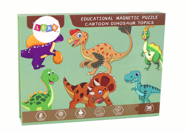 Edukacyjny Zestaw Puzzli Magnetycznych Z Motywem Dinozaurów