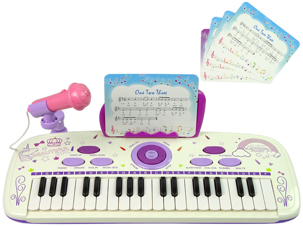 Elektryczne Pianino Keyboard Dla Dzieci Różowy Nuty USB 