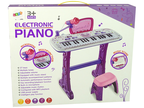 Elektryczne Pianino Keyboard Dla Dzieci Różowy Nuty USB 