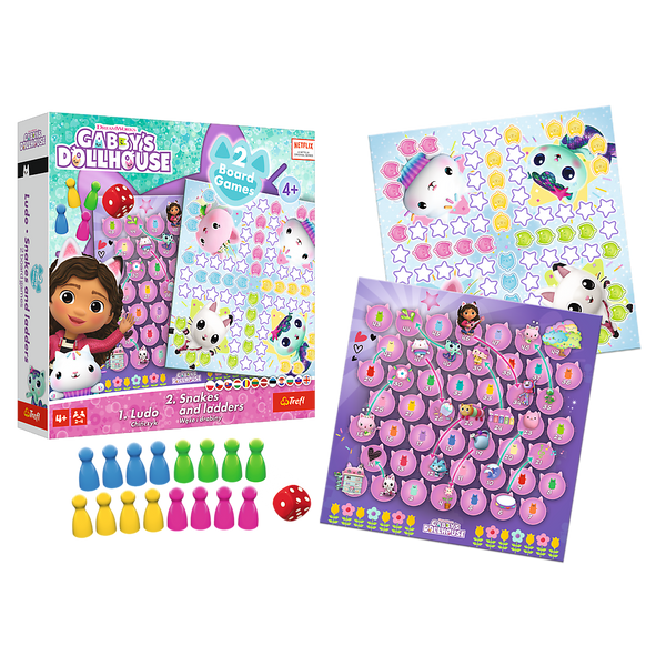 Gra 2w1 Chińczyk - Węże i drabiny Gabbys Dollhouse 2590