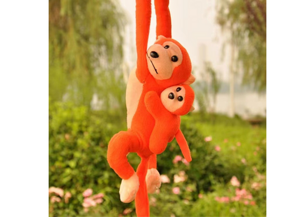 Maskotka Pluszowa Małpka z Dzieckiem Pomarańczowa 90 cm