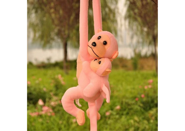 Maskotka Pluszowa Małpka z Dzieckiem Różowa 70 cm