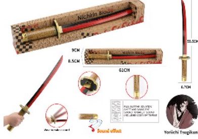 Miecz Samurajski Czerwono- Czarny Złota Rękojeść