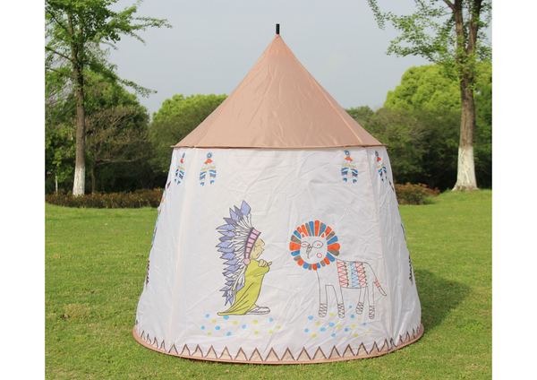 Namiot Indiański Tipi Dla Dzieci Beżowy 125 Cm 