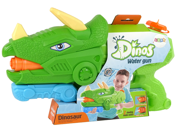 Pistolet Na Wodę Dinosaur Triceratops 1330 ml Zielony Zasięg 8 m 