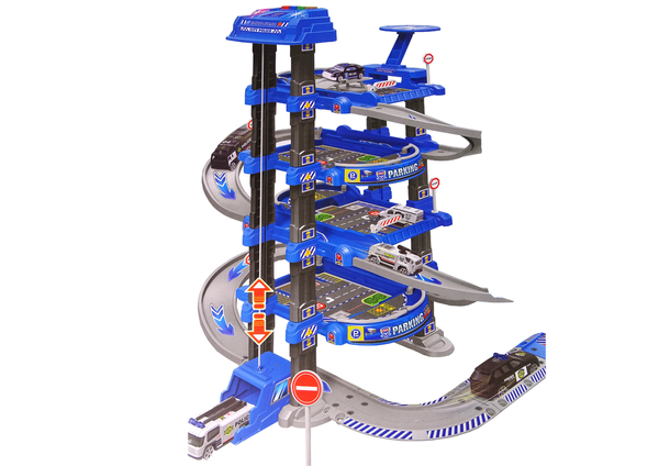 Policyjny Parking Czteropoziomowy 1:64 Pojazdy Dźwięk Światła 
