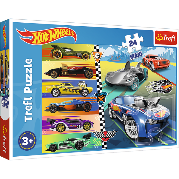 Puzzle - 24 Maxi - Szybkie Hot Wheels - Mattel Hot Wheels 14362