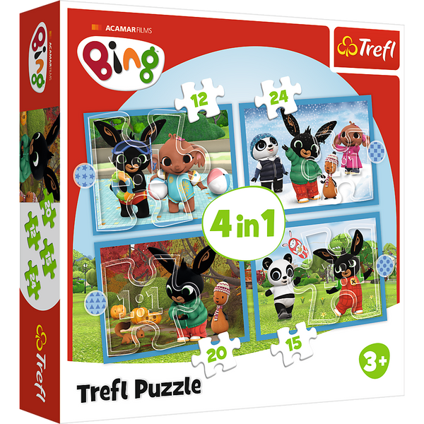 Puzzle - "4w1 (12, 15, 20, 24)" - Wesoły Bing Trefl 34631