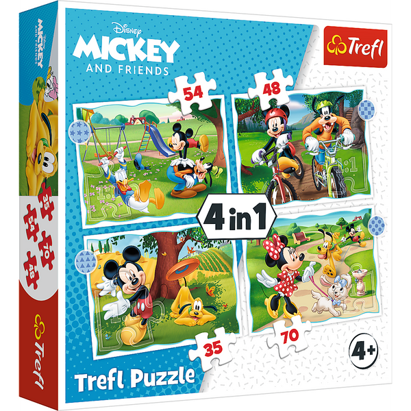 Puzzle - "4w1" - Fajny dzień Mickiego Trefl 34604