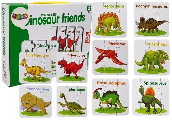 Puzzle Edukacyjne Dinozaury Angielski 10 Połączeń 