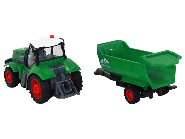 Zdalnie Sterowany Ciągnik Traktor R/C z Przyczepą 1:24 Światła Zielony