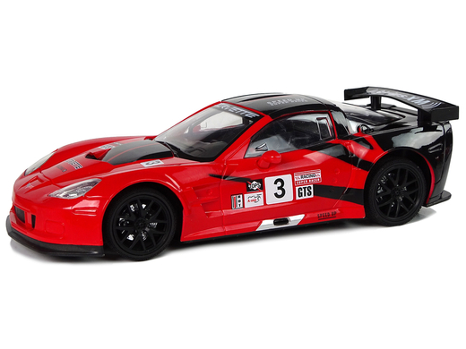 Auto Sportowe Wyścigowe R/C 1:18 Corvette C6.R Czerwony 2.4 G Światła 