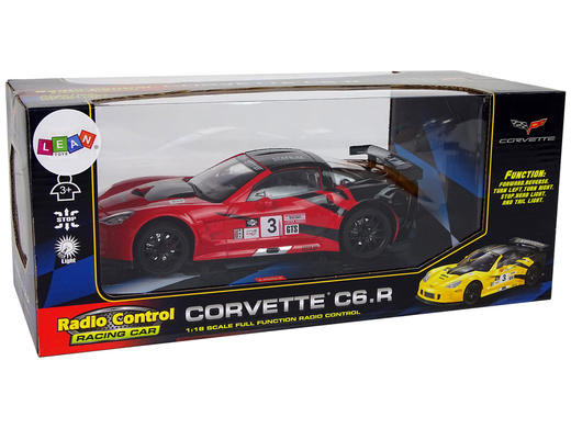 Auto Sportowe Wyścigowe R/C 1:18 Corvette C6.R Czerwony 2.4 G Światła 