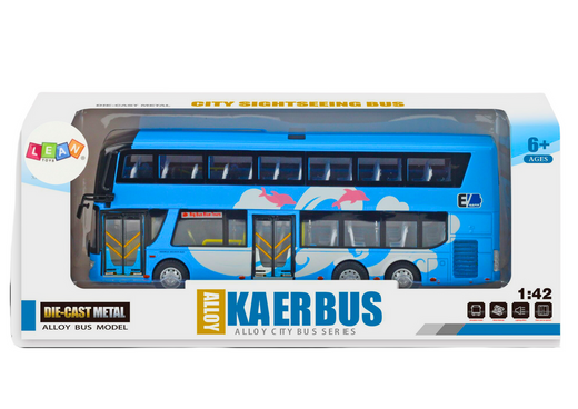 Autobus Piętrowy Wycieczkowy 1:42 Metalowy Światła Niebieski