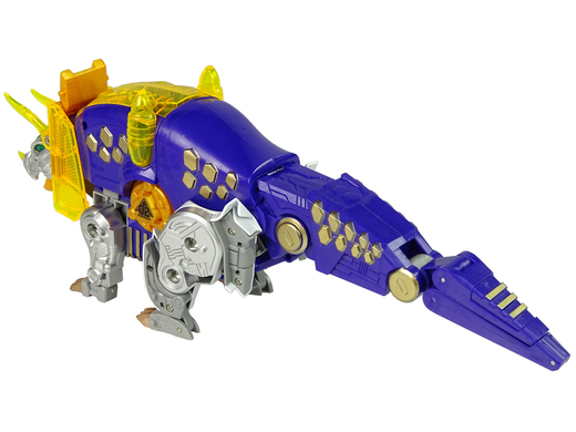 Dinobots 2w1 Dinozaur Pistolet na Strzałki Fioletowy Triceratops Tarcza