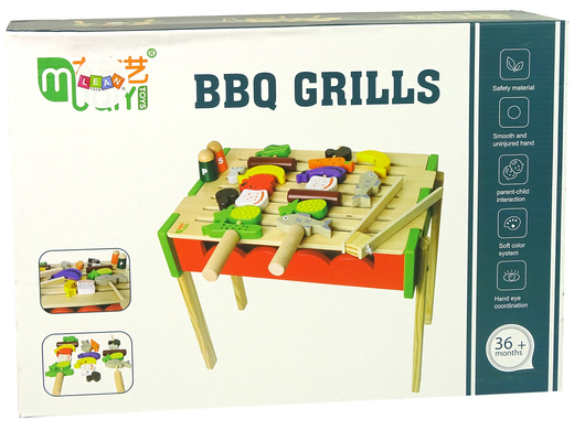 Drewniany Grill Akcesoria Barbecue Szaszłyki Grillowanie Pieczenie 