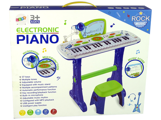 Elektryczne Pianino Keyboard Dla Dzieci Niebieskie Nuty USB - 10974 ...