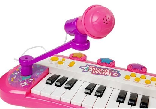 Keyboard Pianinko 24 Klawisze USB Mikrofon Różowy 