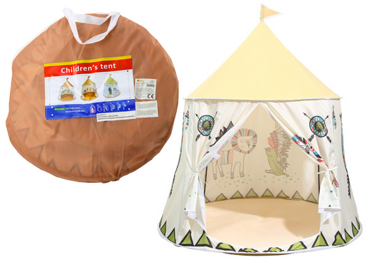 Namiot Indiański Tipi Dla Dzieci Beżowy 125 Cm 