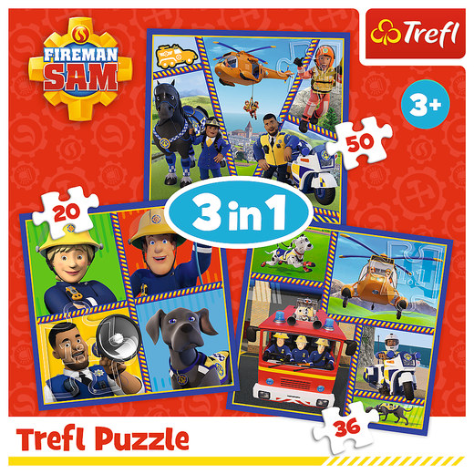 Puzzle "3in1" - Dzień Strażaka Sama Trefl 34868