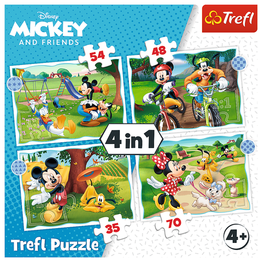 Puzzle - "4w1" - Fajny dzień Mickiego Trefl 34604