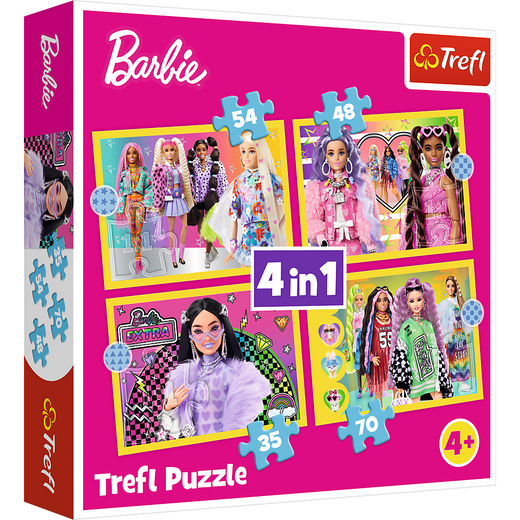 Puzzle - "4w1" - Wesoły świat Barbie Trefl 34626