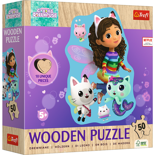 Puzzle - "50 Puzzle Drewniane Konturowe" - Wesoła Gabby Trefl  20260