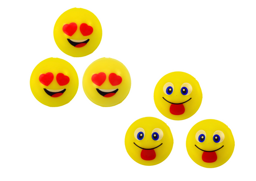 Zestaw Piłeczek Kauczukowych Emoji Żółte 6 Szt